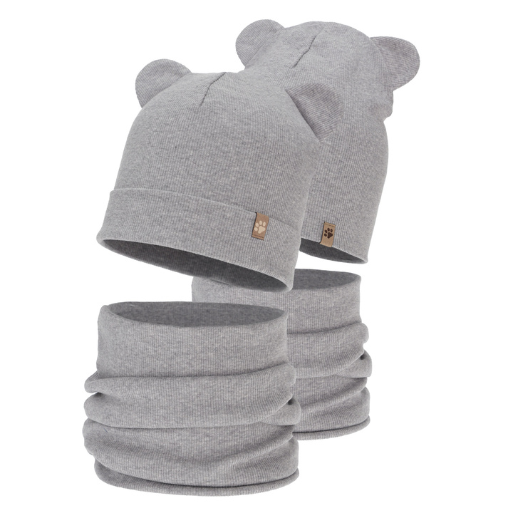 Komplet podzimní, jarní chlapecký: čiapka a tunel, sivý, Farim