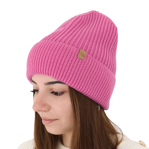 Dámská zimní čepice růžová 100% extra fine merino vlněná Isla