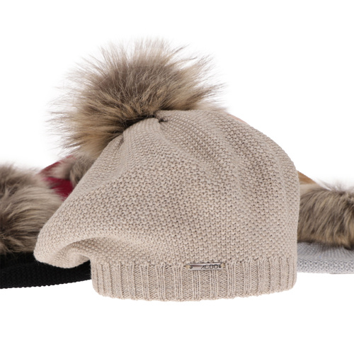 Dámska zimná baretka fialová merino vlnená Bonnie