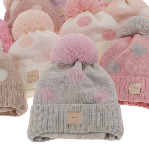 Komplet zimní dívčí: čepice a šála bílý s bambulí Agostina