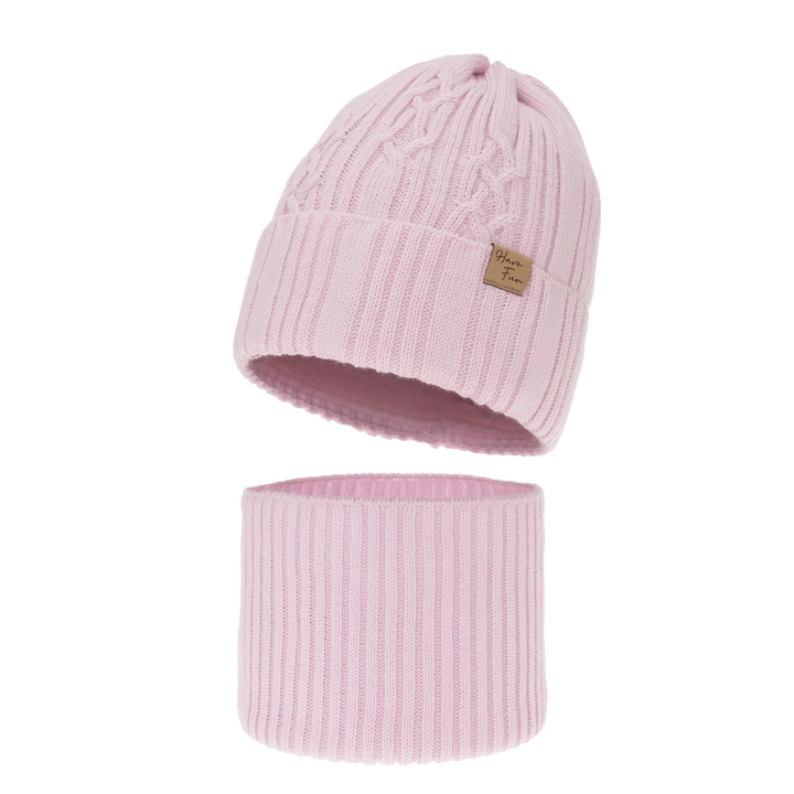 Komplet zimnej dívčej: čiapka a tunel fialový Rema