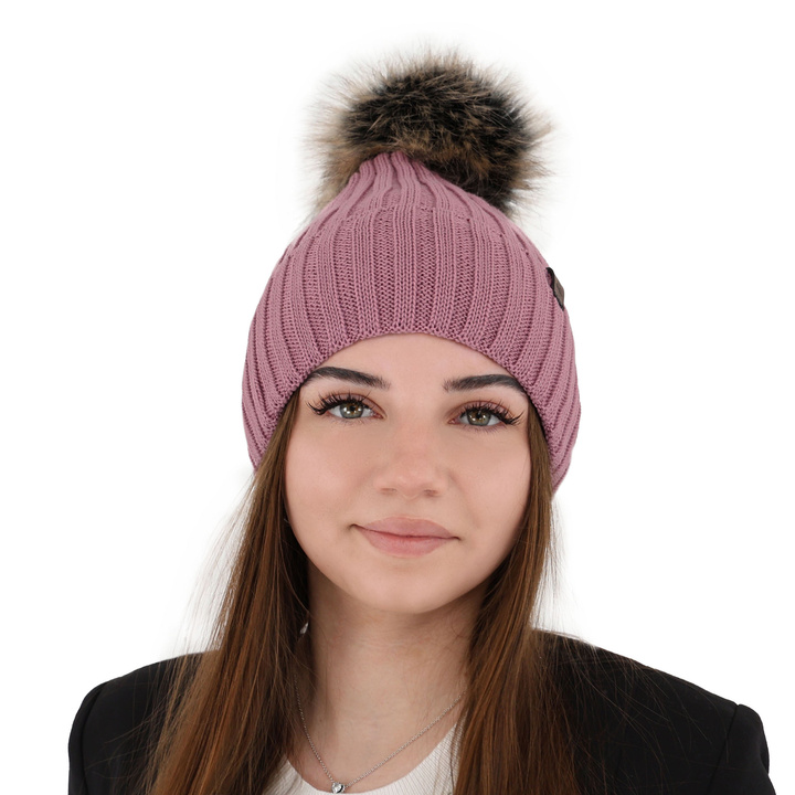 Dámska zimná čiapka fialová merino vlnená Texa