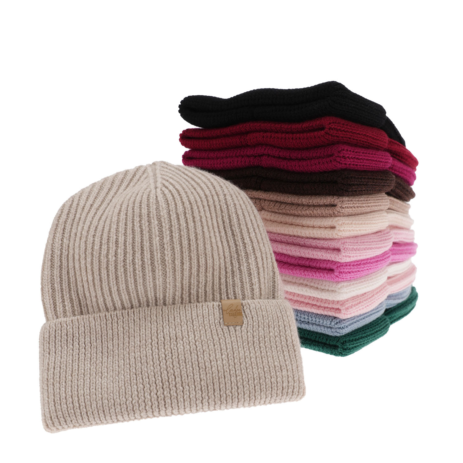 Dámská zimní čepice béžová 100% extra fine merino vlněná Isla