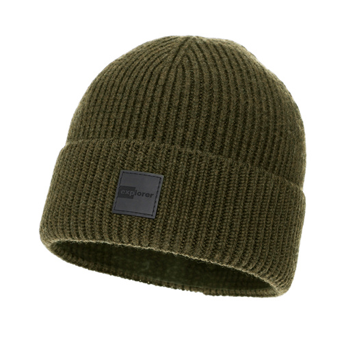 Pánska zimná čiapka, khaki, 100% merino vlnená, Iron