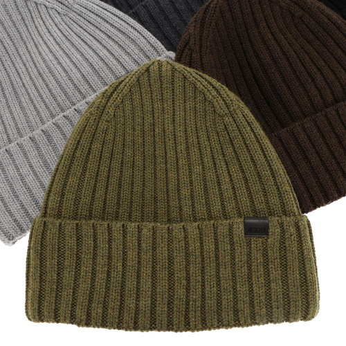 Pánská zimní čepice černá 100% extra fine merino vlněná Nathan