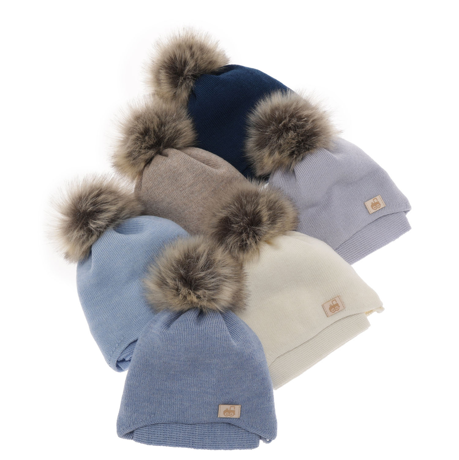 Komplet zimný chlapčenský: čiapka a šál krémová merino vlna Anastazy