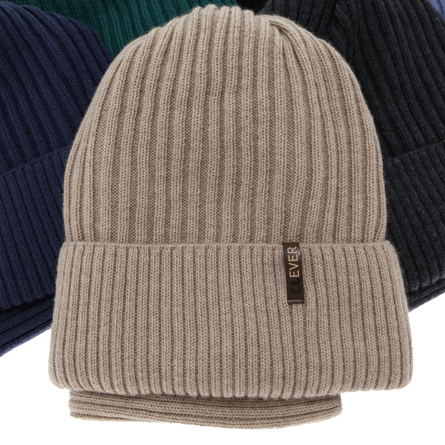 Komplet zimný chlapčenský: čiapka a šál, khaki, 100% merino vlna Gizmo