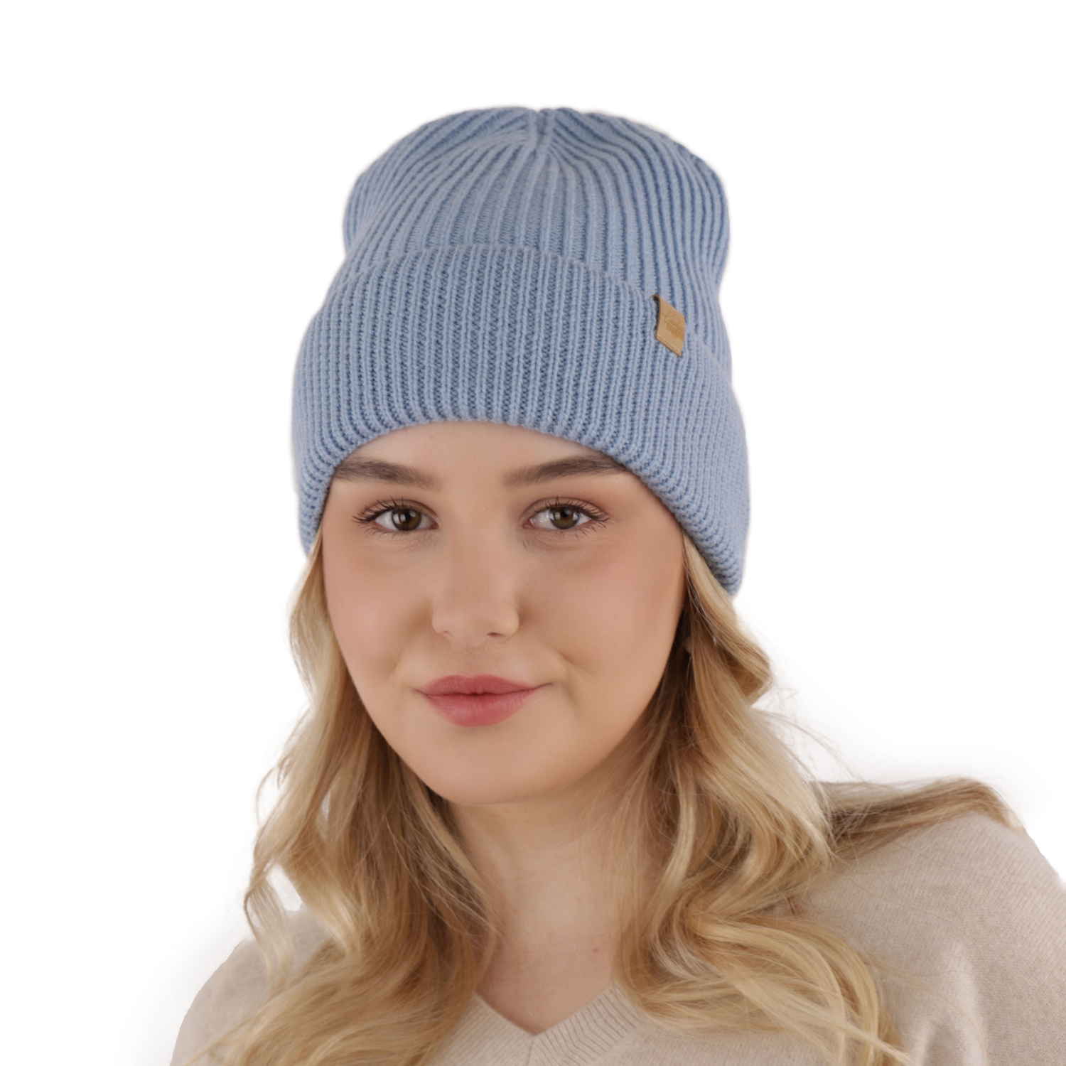 Dámská zimní čepice béžová 100% extra fine merino vlněná Isla