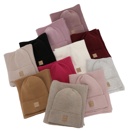 Dámský jarní/zimní set: čepice a šála růžový Nathalie