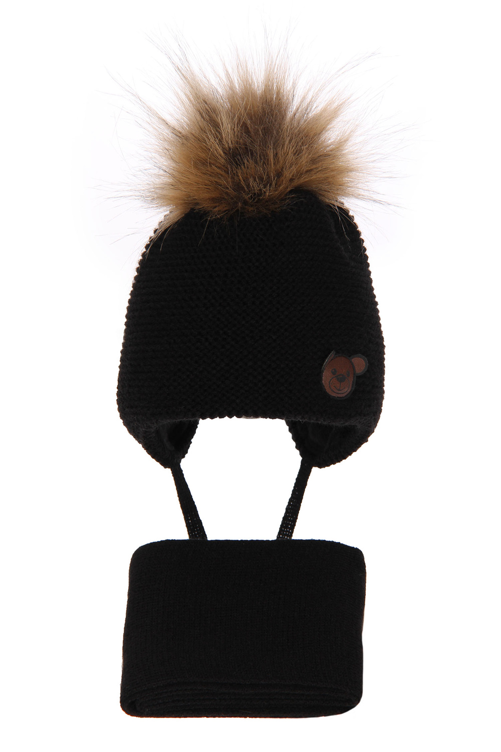 Zimný set pre chlapcov: čiapka a šál čierny s bambulou Banksi