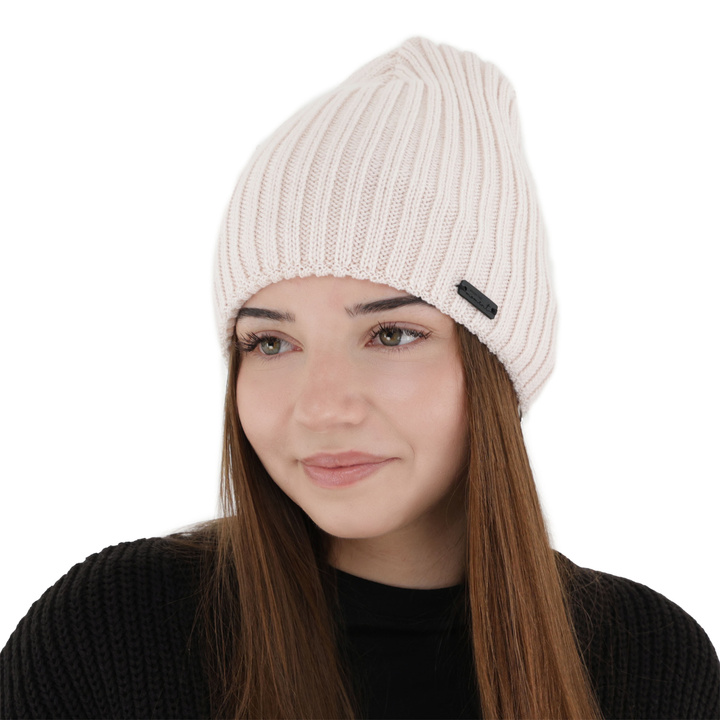 Dámská zimní čiapka, svetloružová, s merino vlnou, Soletta