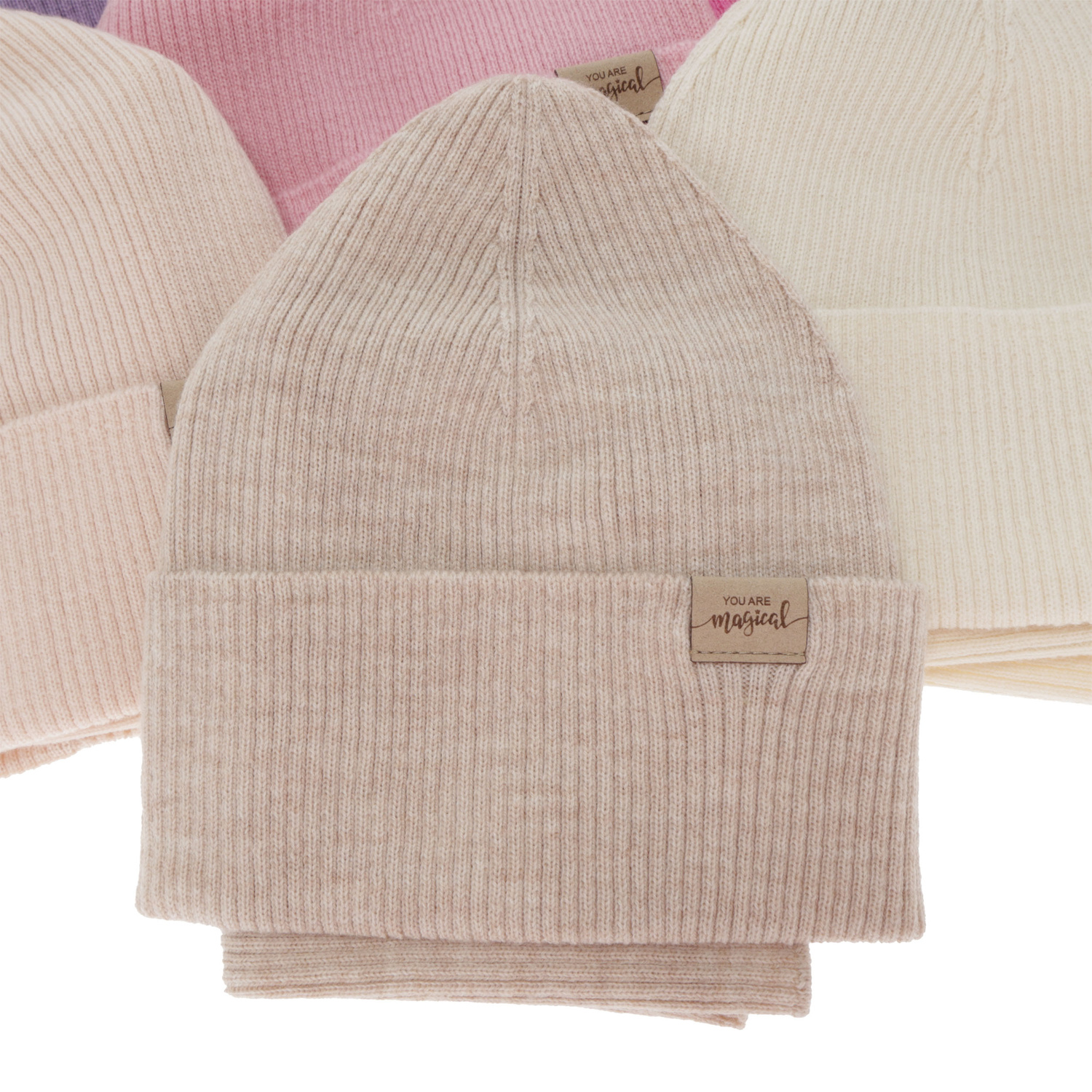 Komplet podzimní, jarní dívčí: čiapka a tunel, ružová, 100 % merino vlnená, Magenta