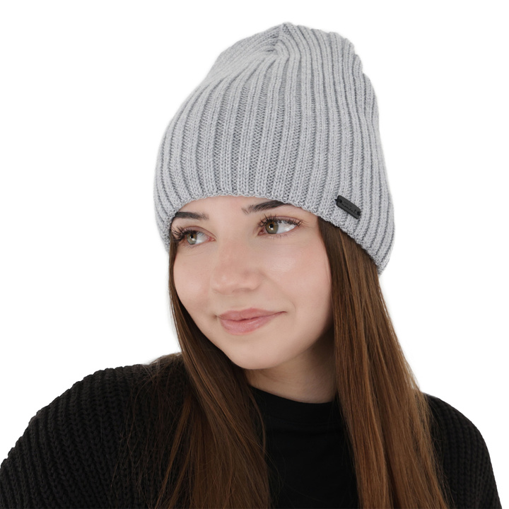 Dámská zimná čiapka, sivá, s merino vlnou, Soletta