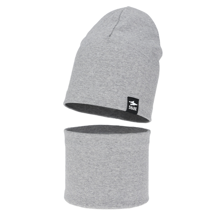 Jesenný, jarný chlapčenský set: čiapka a tunel šedý Rumel