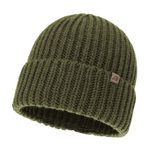 Pánská zimní čiapka, khaki, 100 % merino vlnená, Berno