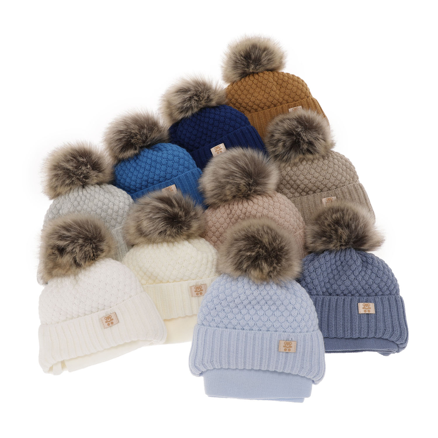 Komplet zimní chlapecký: čepice a šála béžový s bambulí Norberto