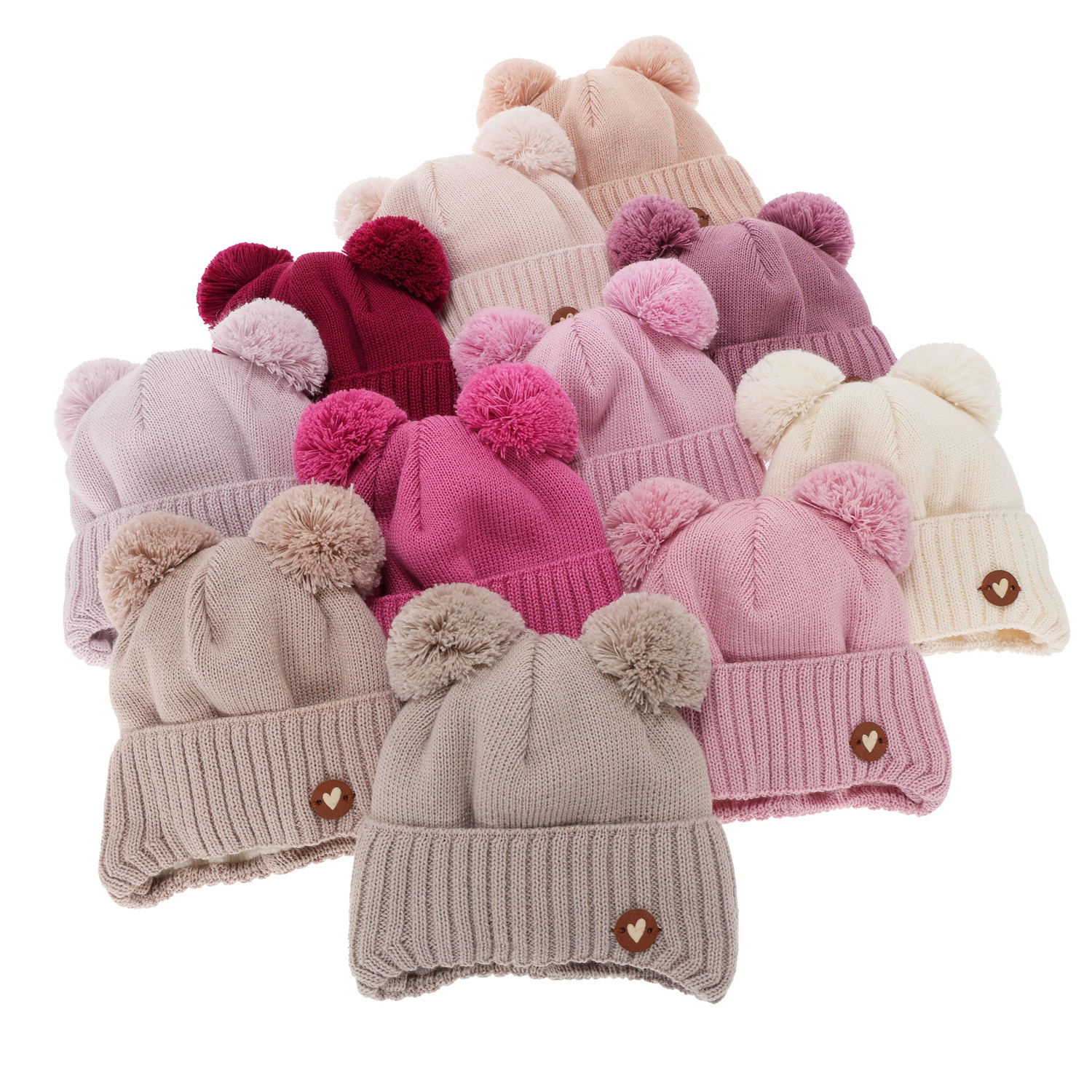 Dívčí zimní čiapka, svetloružová, zaväzovacia, s merino vlnou, Mesyna
