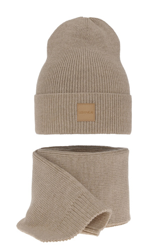 Dámský jarní/zimní set: čepice a šála béžový Nathalie