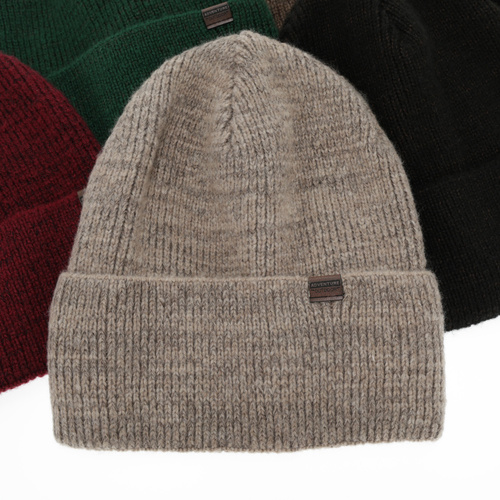 Pánská zimní čiapka, čierno-zelená, s merino vlnou, Korins