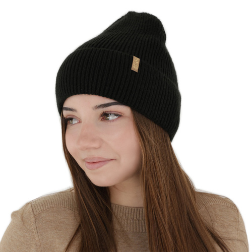Dámská zimní čiapka, čierna, s merino vlnou, Tahoe