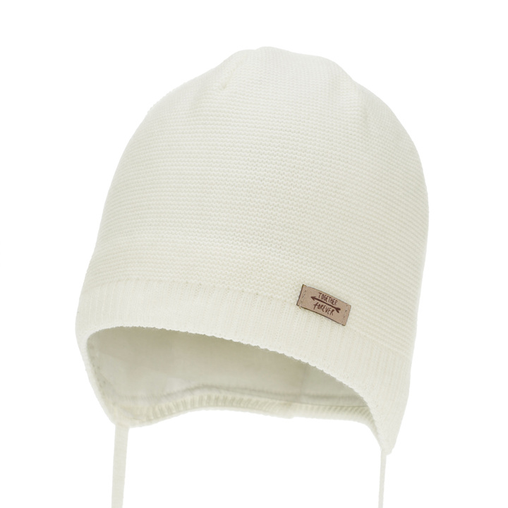 Dívčí podzimní/jarní čiapka, krémová, zaväzovacia, Svenja