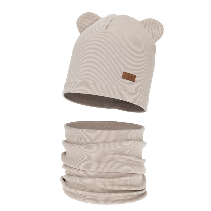 Čiapka a tunel pre chlapca, jesenný, jarný komplet, béžový Gregory