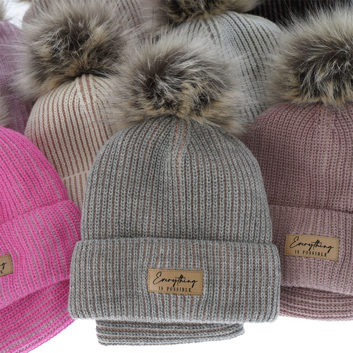 Zimná dievčenská súprava: čiapka a tunel růžový s bambulou Floryda