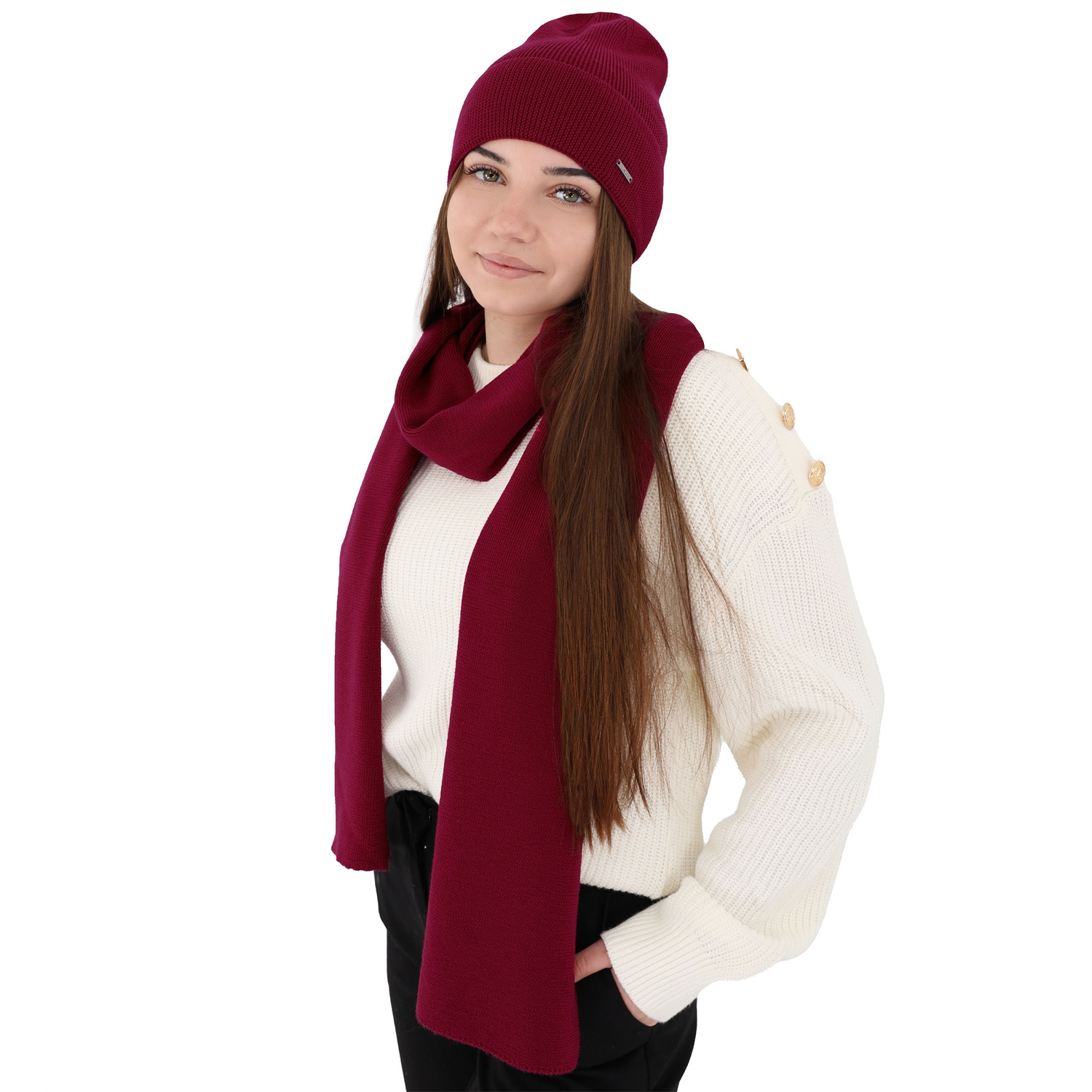 Dámský jarní/zimní set: čepice a šála šedý 100% extra fine merino vlna Melpomena