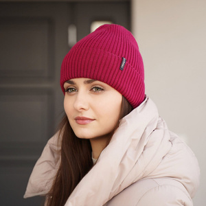Dámská zimní čepice šedá 100% extra fine merino vlněná Megan
