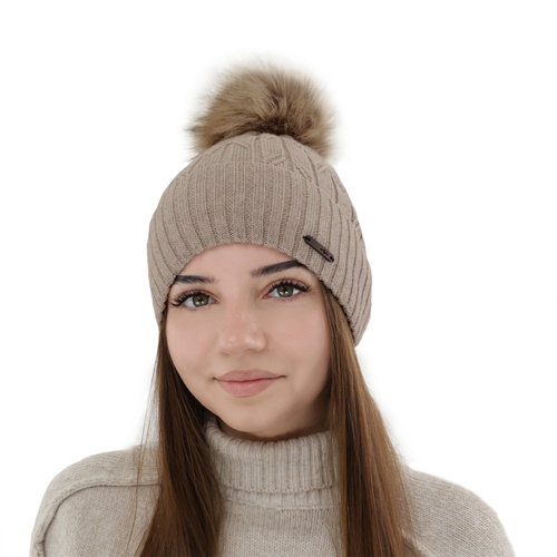 Dámska zimná čiapka růžová merino vlnená Talaria