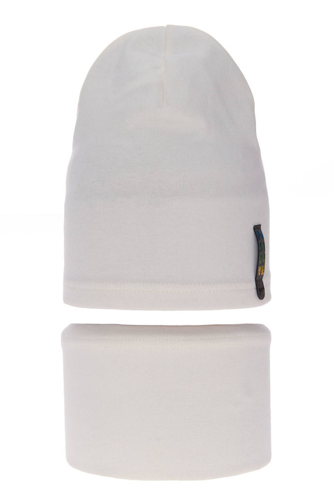 Jesenný/jarný set pre dievča: čiapka a krémový bavlnený komín Flores