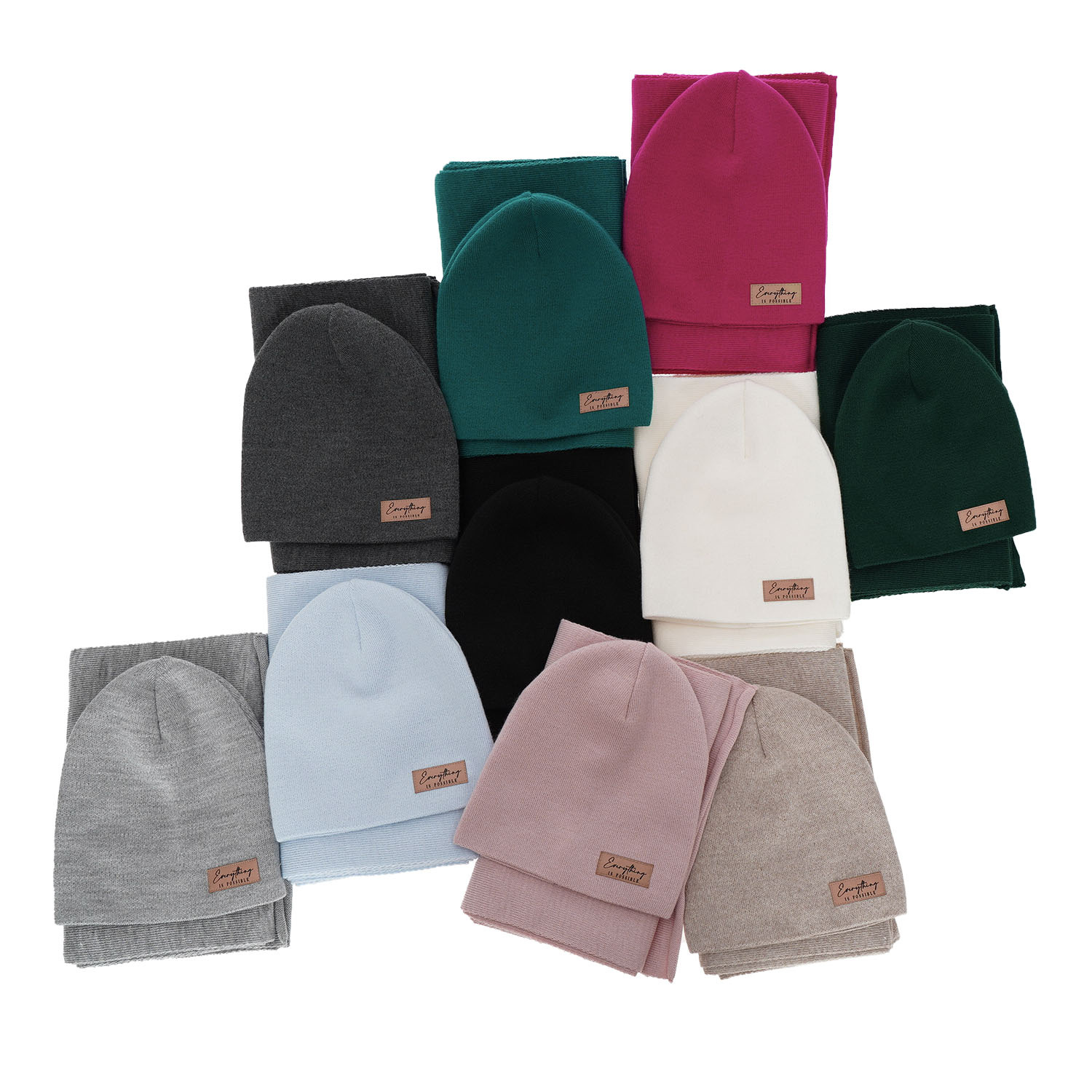 Dámska podzimní/jarní súprava: čiapka a šál sivá Zula