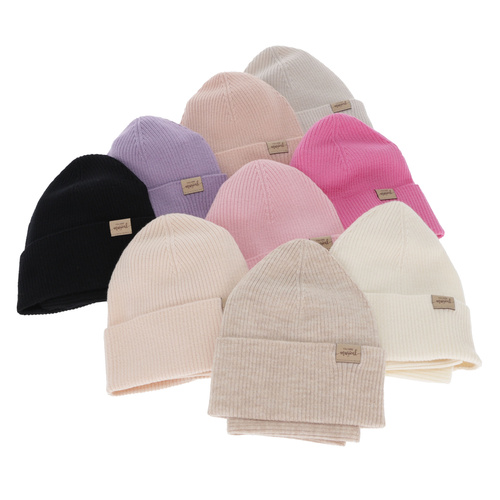 Komplet podzimní, jarní dívčí: čiapka a tunel, fialový, 100 % merino vlnený, Magenta