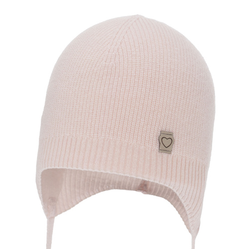 Dívčí podzimní, jarní čiapka, ružová, merino vlna s kašmírom, zaväzovacia, Orida