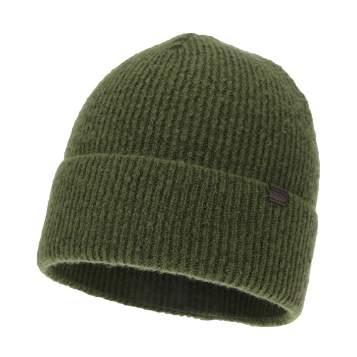 Pánská zimní čiapka, khaki, s merino vlnou, Korins