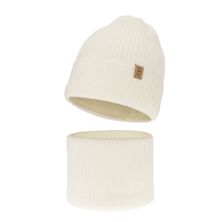 Komplet zimnej dívčej: čiapka a tunel krémový Edera