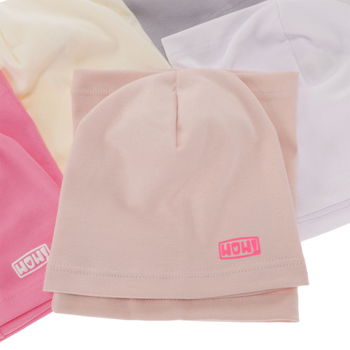 Jesenný/jarný dievčenský bavlnený set: čiapka a tunel beżowa béžový Friza