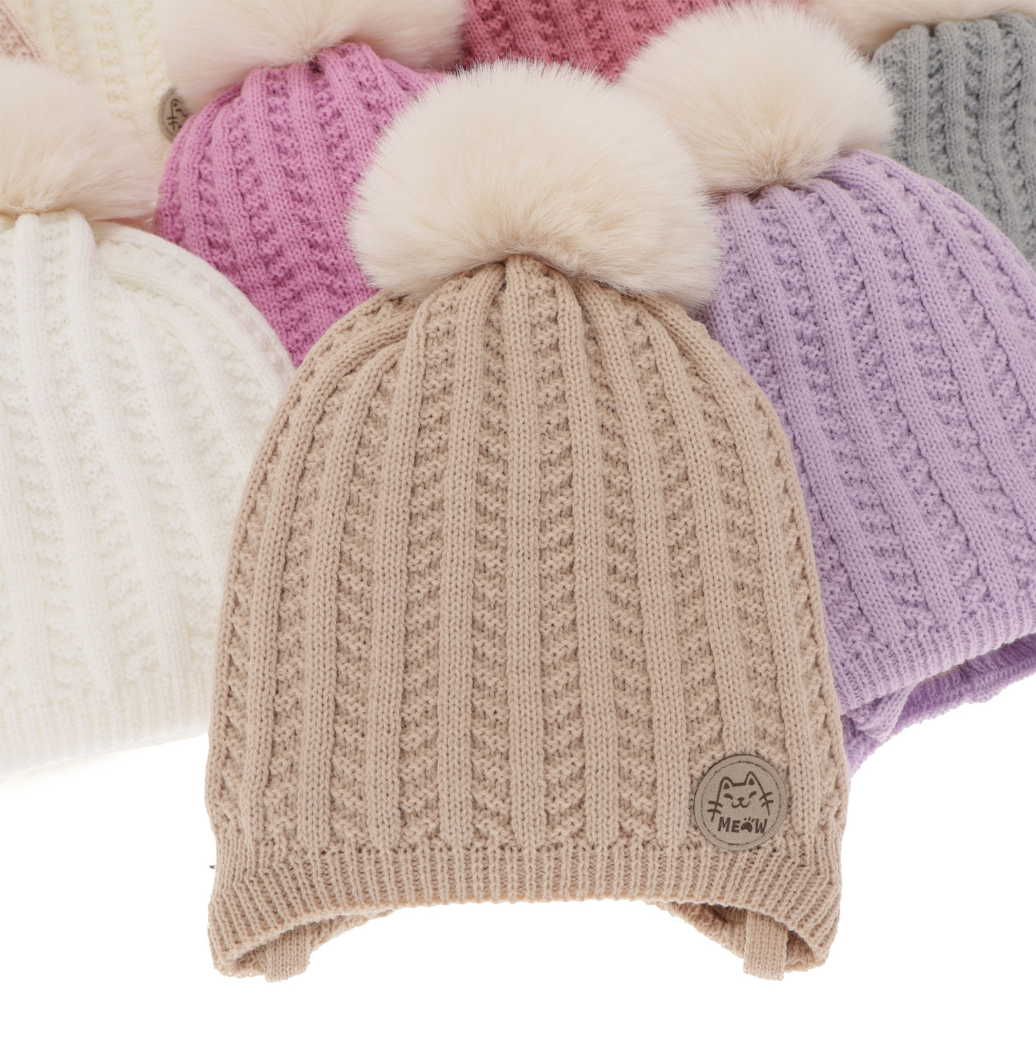 Komplet zimnej dívčej: čiapka a tunel černý s bambuľou Kenta