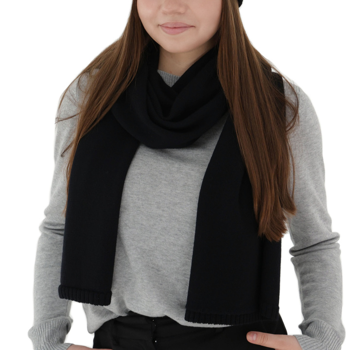 Šála zimní dámská, čierna, 100% merino vlnená, Elonia
