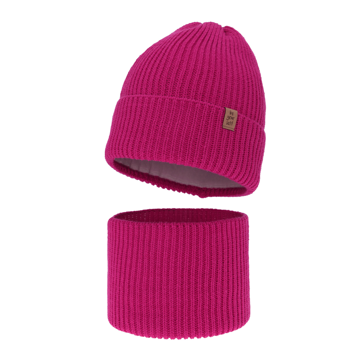 Komplet zimnej dívčej: čiapka a tunel amarant Edera