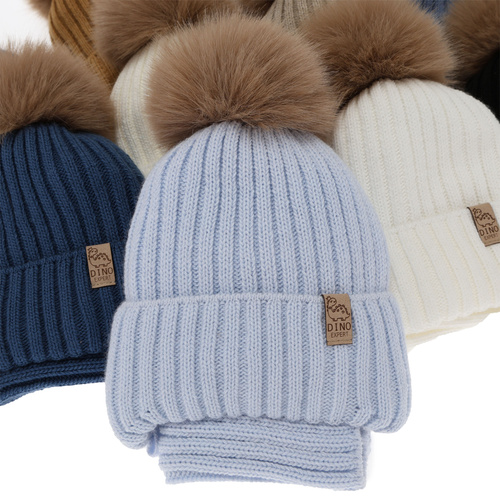 Súprava zimní chlapecký: čepice a tunel, camel, s bambulí, Bagil