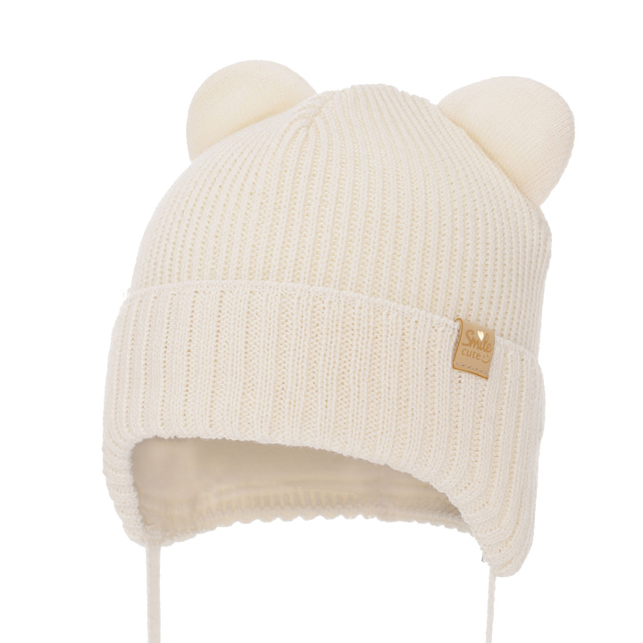Dievčenská zimná čiapka s merino vlnou krémová Shira