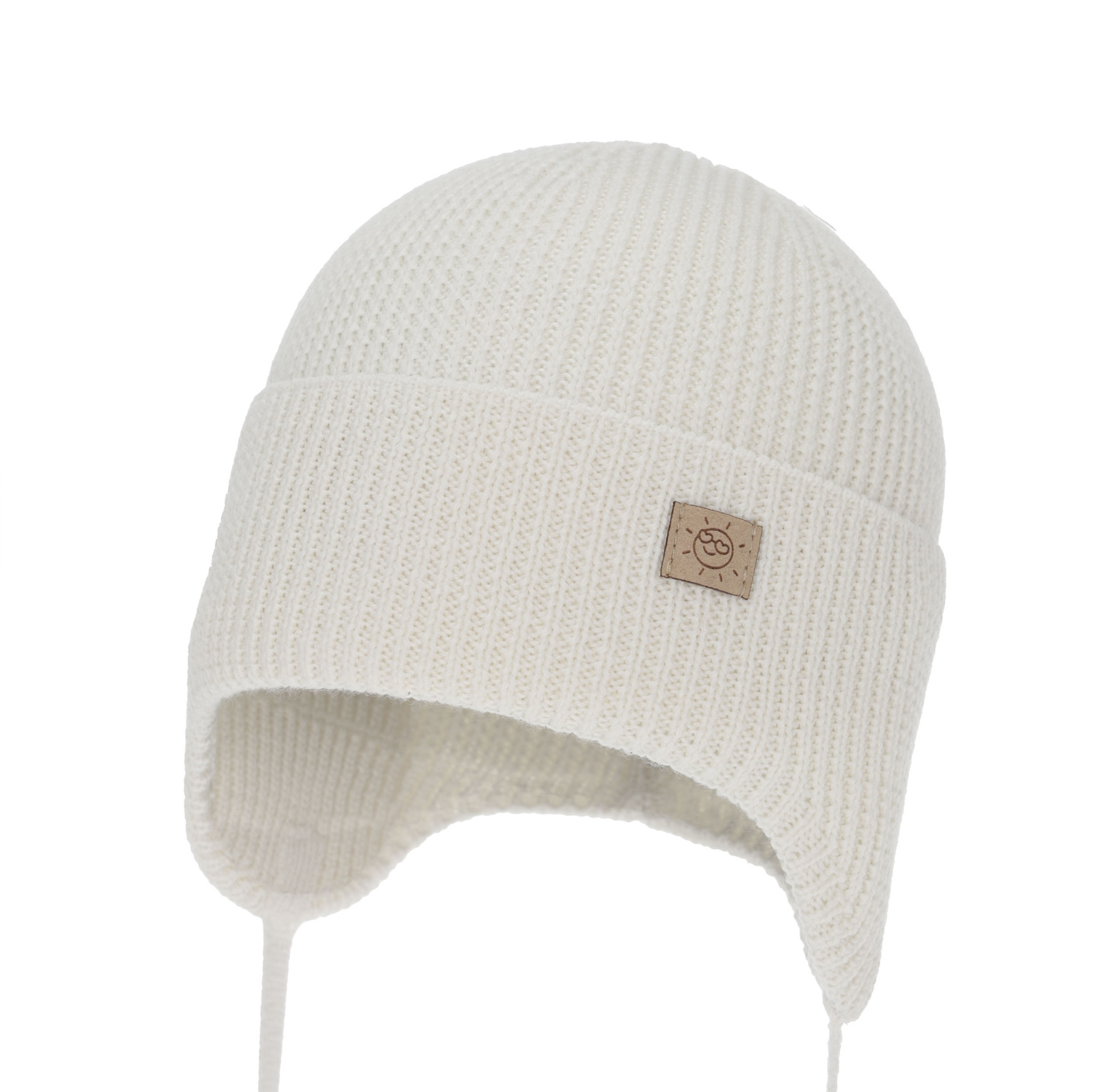 Dívčí zimní, podzimní, jarní čiapka, biela, 100 % merino vlnená, zaväzovacia, Bafra