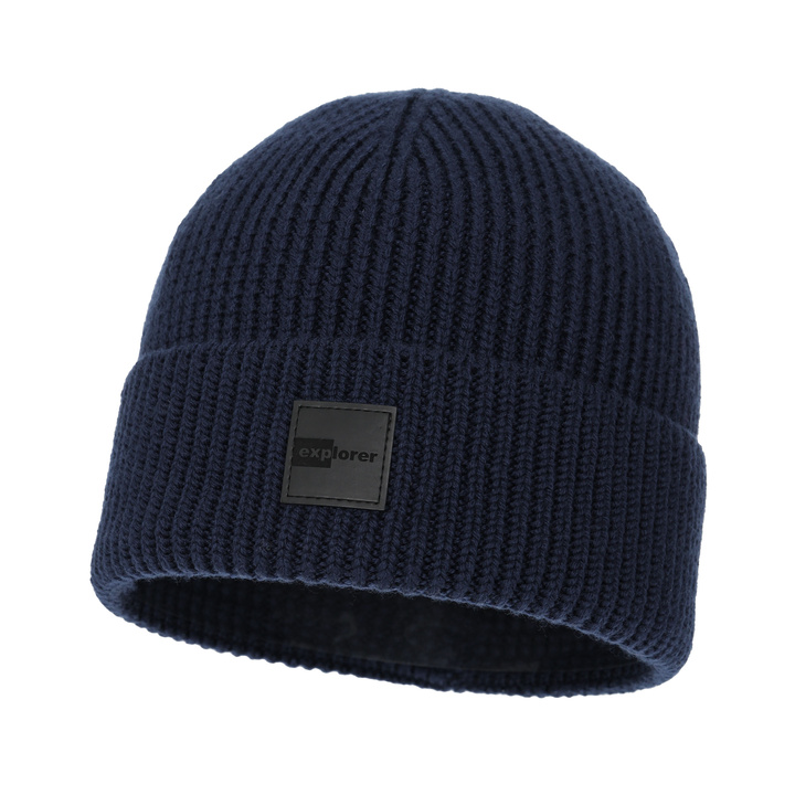  Pánská zimní čepice tmavě modrá 100% merino vlněná Iron