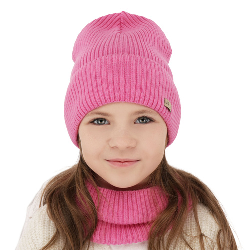 Jesenný/jarný dievčenský set: čiapka a tunel šedý 100% lână merino extra fină Itra