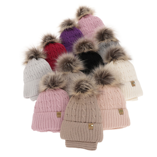 Zimná dievčenská súprava: čiapka a tunel černý merino vlna Aprilia