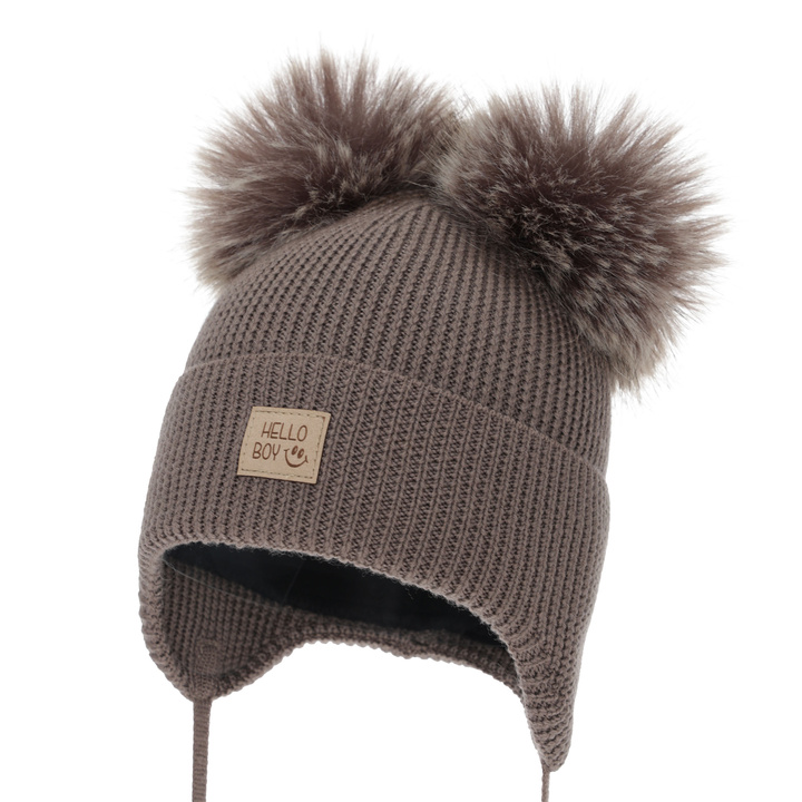 Chlapecká zimní čiapka, modrá, 100 % merino vlnená, podšitá vlneným polarom, Tambor