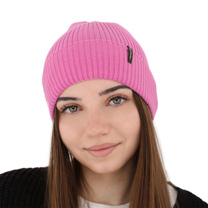 Dámská zimní čepice růžová 100% extra fine merino vlněná Megan