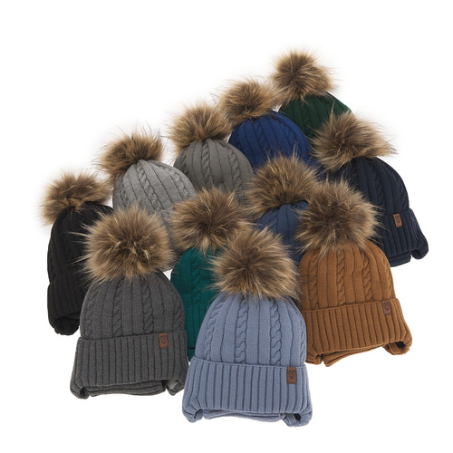 Kompletná zimná detská sada: čiapka a šál šedý s bambuľou Peter