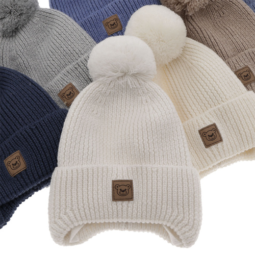 Chlapecká zimná čiapka modrá 100% extra jemná merino vlnená, podšitá vlneným flísom Tacco